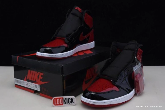 Kicked Out Shoe Store High 555088-063 Bred Air OG Jordan 1 Patent 0801